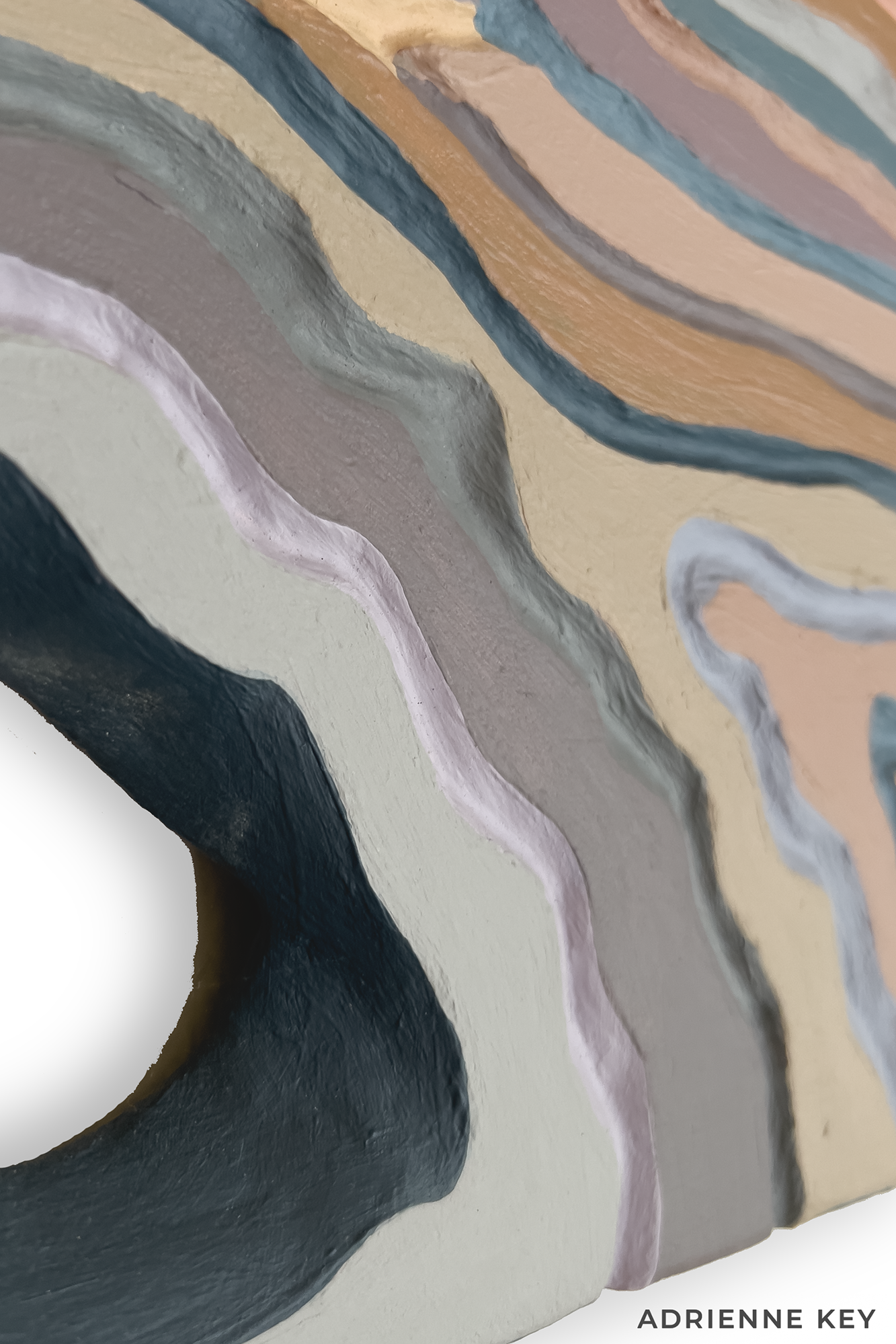 Detail of a 48x12 inch original art poplar wood carving wall art with colorful acrylic paint