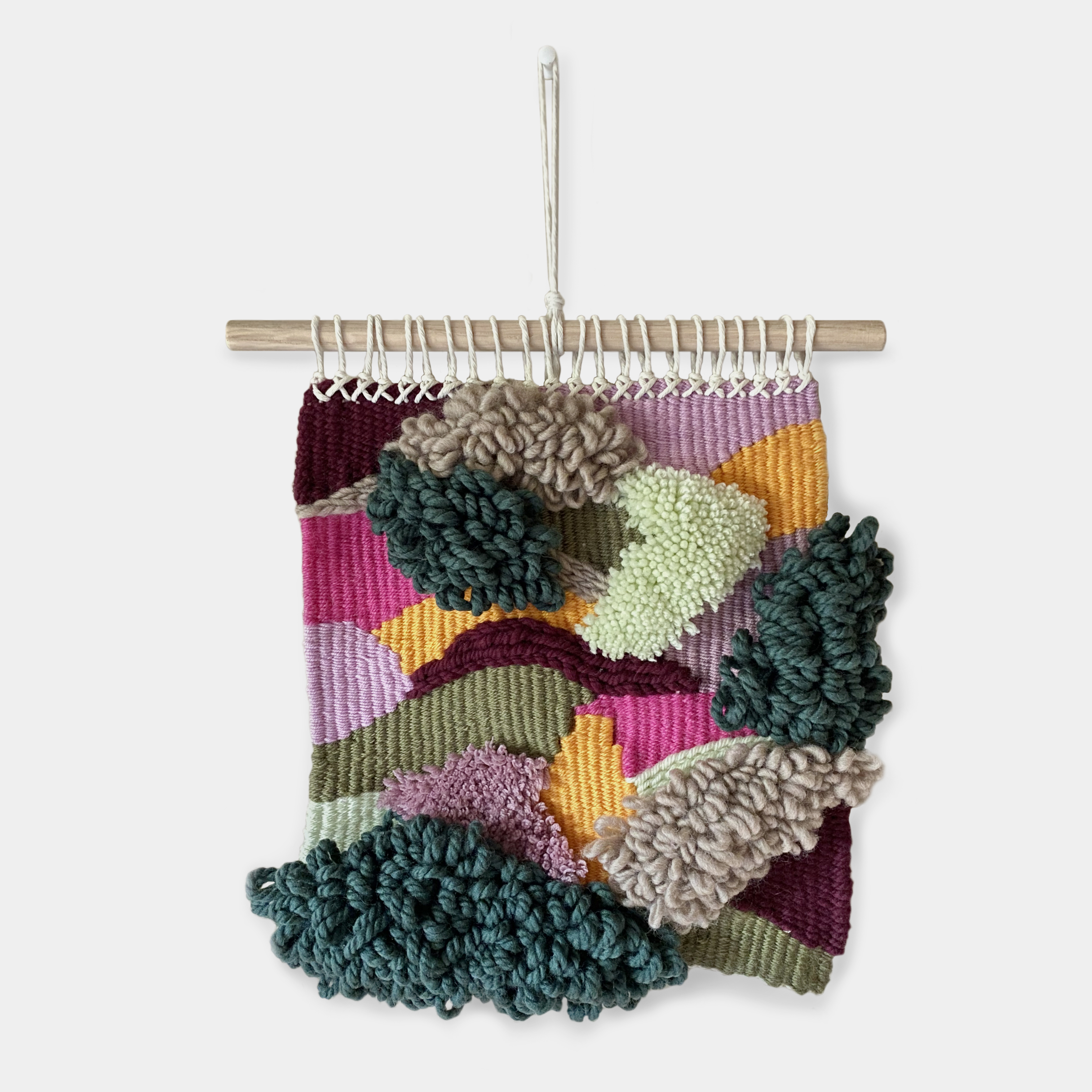 small colorful weaving in wool