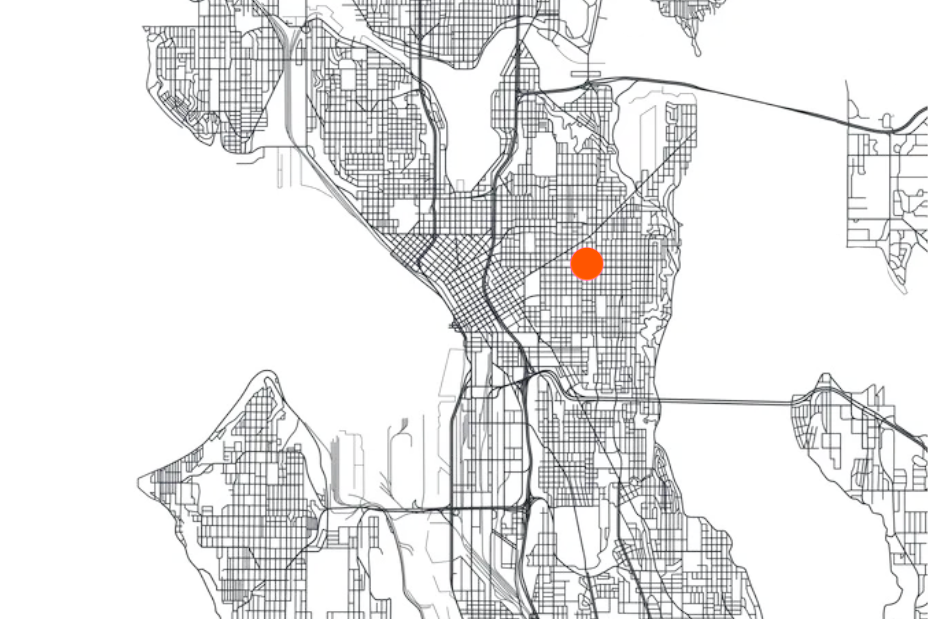 A map of the location of the Adrienne Key Studio in Seattle, WA
